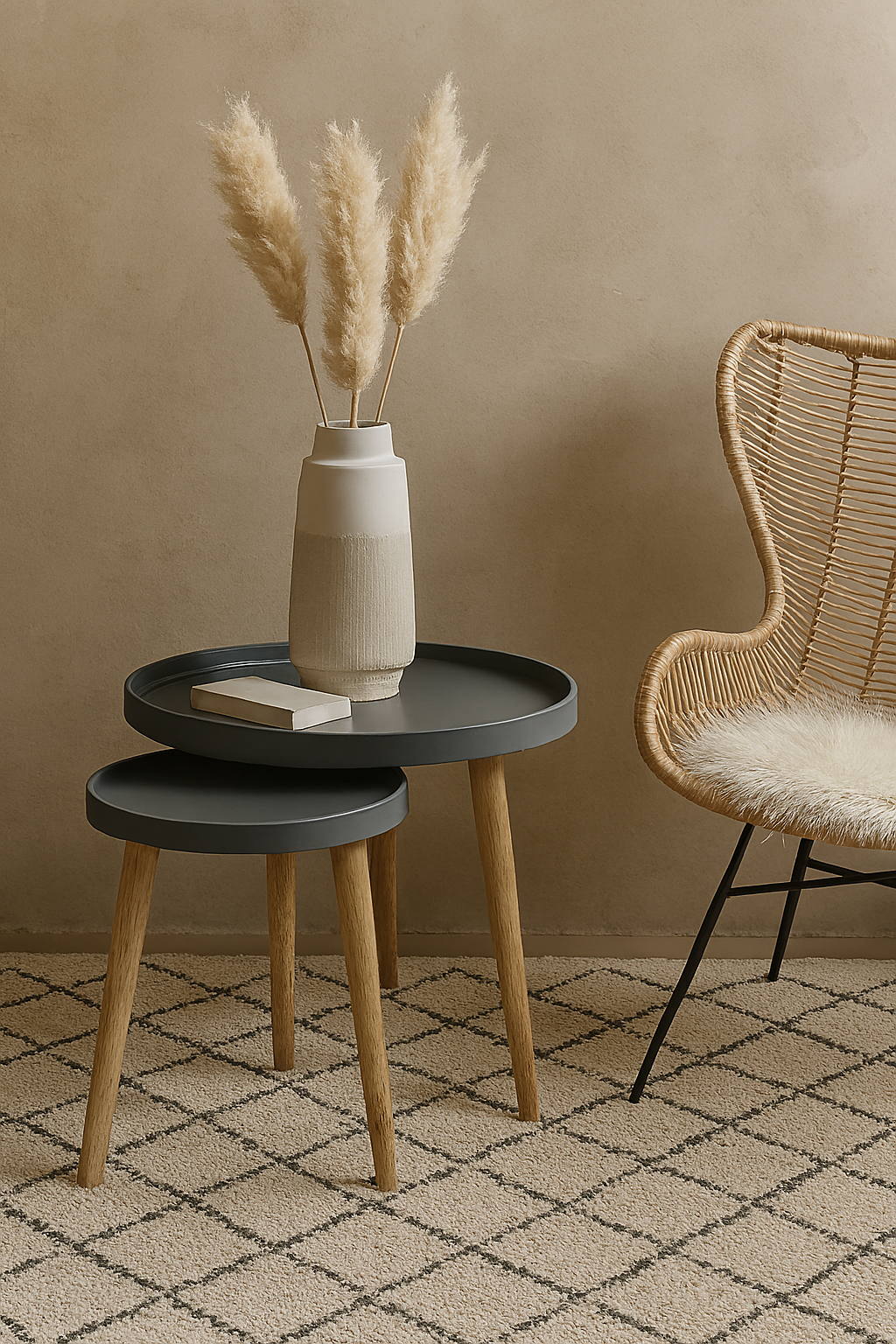 Grey Nesting Table in Pakistan – Modern Two-Piece Set