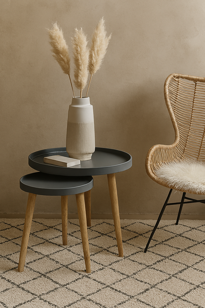 Grey Nesting Table in Pakistan – Modern Two-Piece Set
