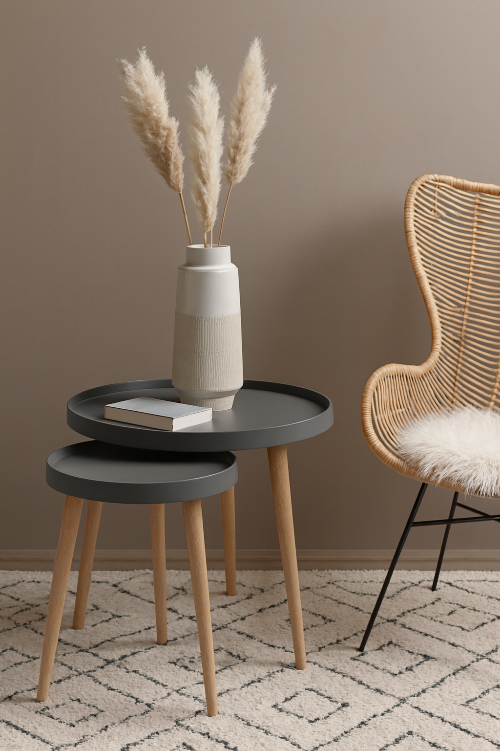 Grey Nesting Table in Pakistan – Modern Two-Piece Set