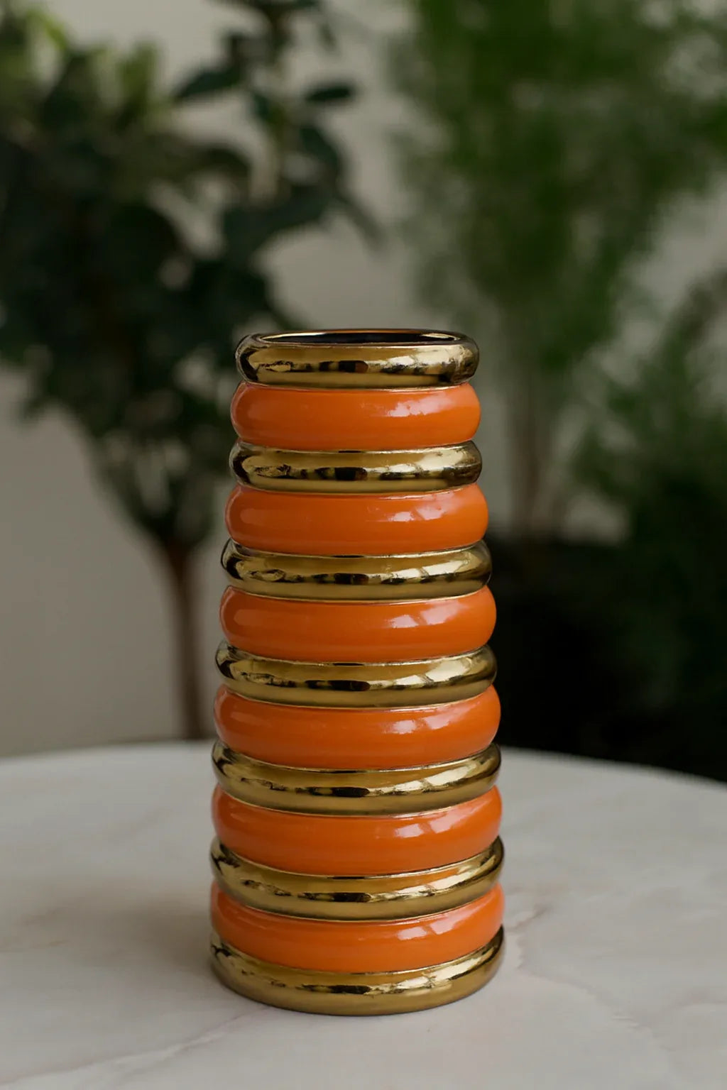 Glass Orange Gold Vase in Pakistan – Imported Ceramic