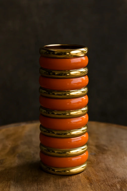 Glass Orange Gold Vase in Pakistan – Imported Ceramic