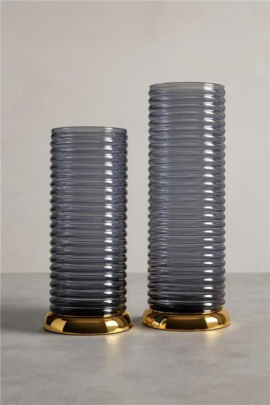 Glass Vase 009 in Pakistan – Modern Metal Base Vase