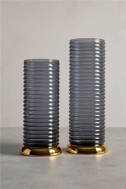 Glass Vase 009 in Pakistan – Modern Metal Base Vase
