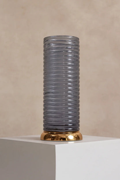 Glass Vase 009 in Pakistan – Modern Metal Base Vase