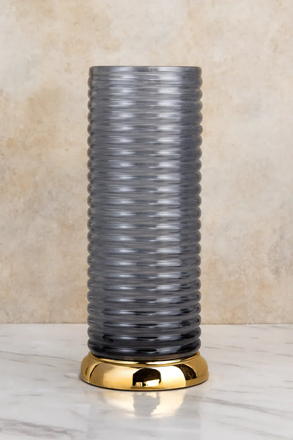 Glass Vase 009 in Pakistan – Modern Metal Base Vase