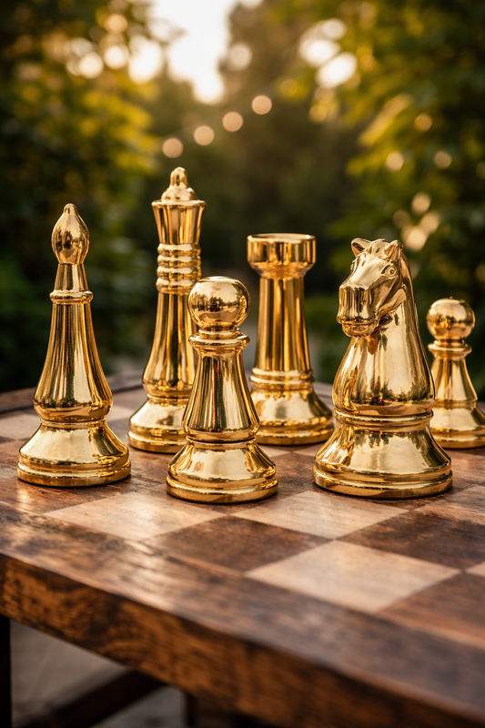 Gold Chess 6 Piece Imported Luxury Set Pakistan