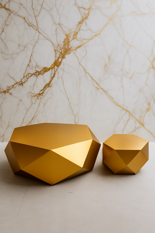 Gold Diamond Coffee Table Set – MDF Matt Deco Finish