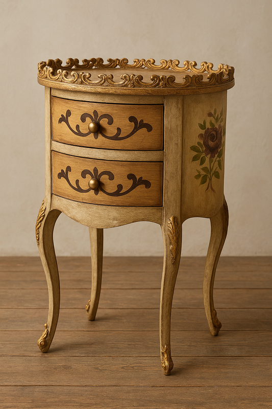 Gold Elisa Victorian Table – Hand-Painted Round Accent Table