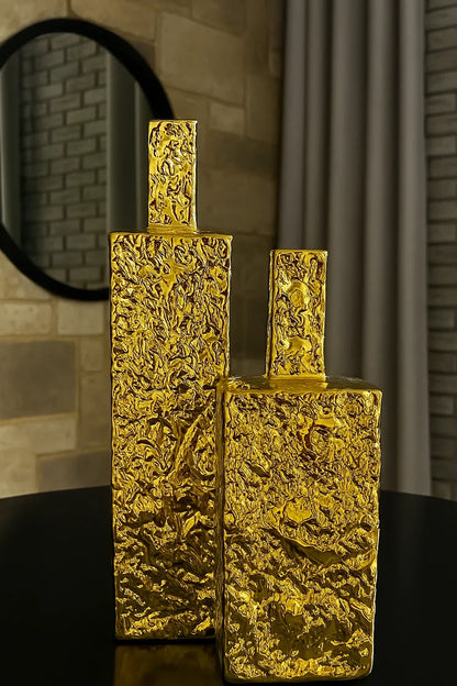 Gold Textured Vase 03 – Modern Decorative Vases Pakistan