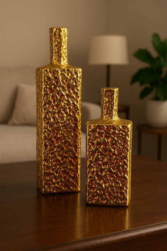 Gold Textured Vase 03 – Modern Decorative Vases Pakistan