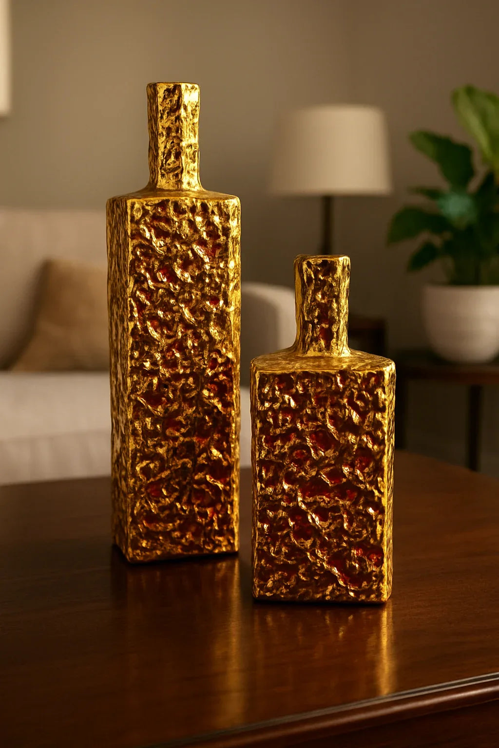 Gold Textured Vase 03 – Modern Decorative Vases Pakistan