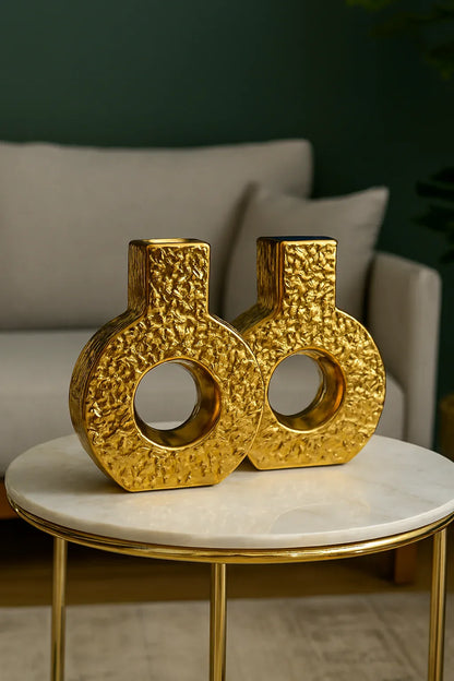 Gold Textured Vase 04 in Pakistan – Modern Decorative Vase