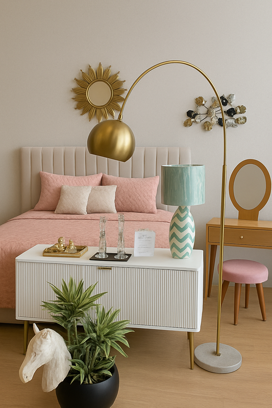 Golden Globe Lamp – 5 Ft Marble Base Floor Lamp