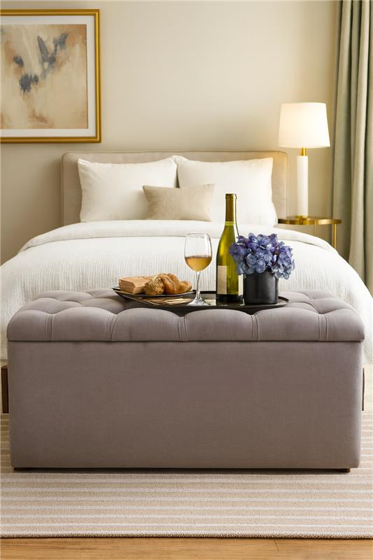 Grey Aster Puffy Storage | Fabric Storage Ottoman