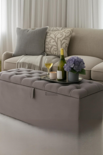 Grey Aster Puffy Storage | Fabric Storage Ottoman