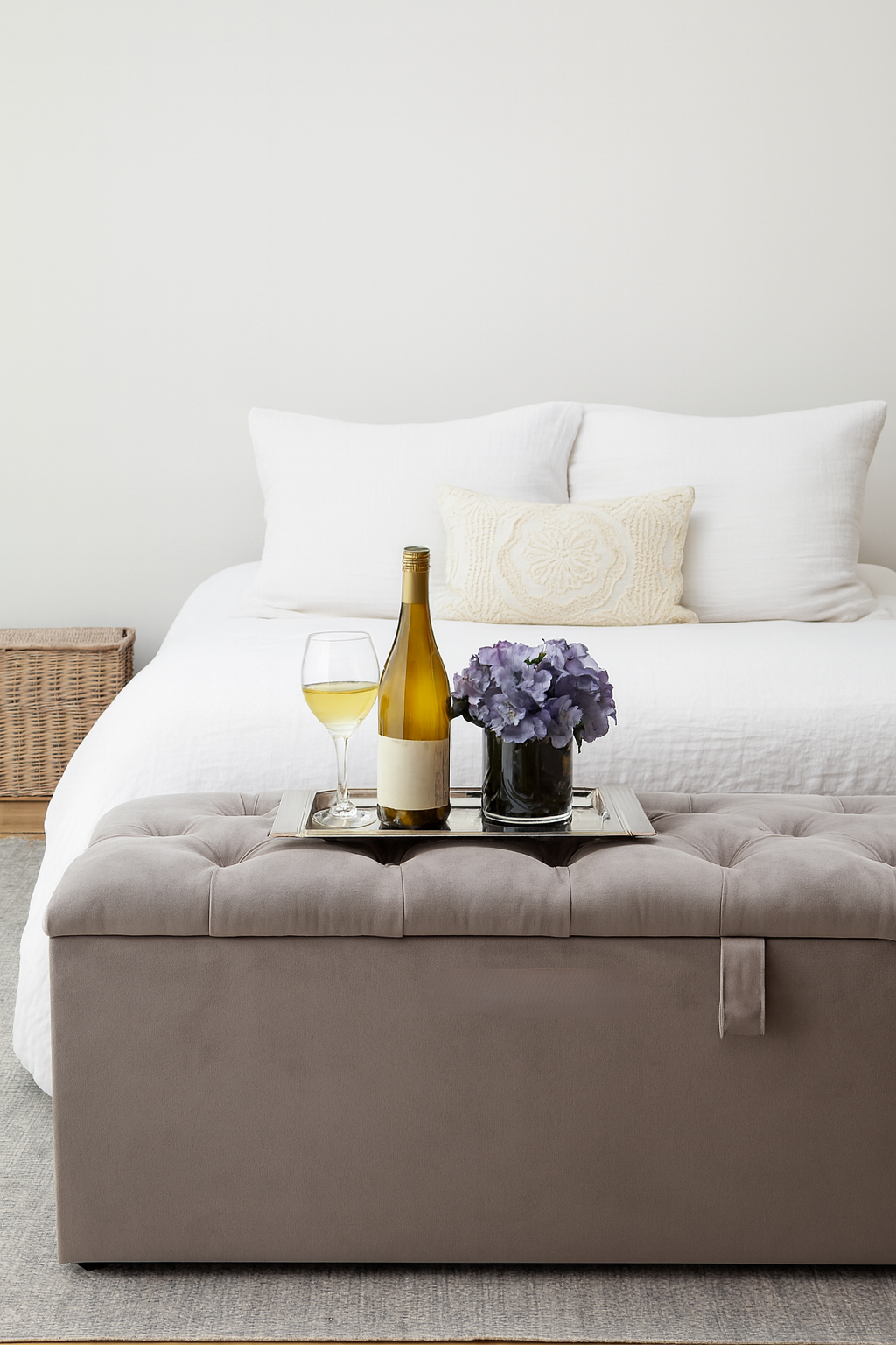 Grey Aster Puffy Storage | Fabric Storage Ottoman