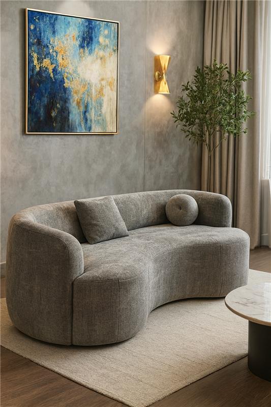 Grey Isle Boucle Curved Sofa 02 – 3 Seater in Pakistan(PK)