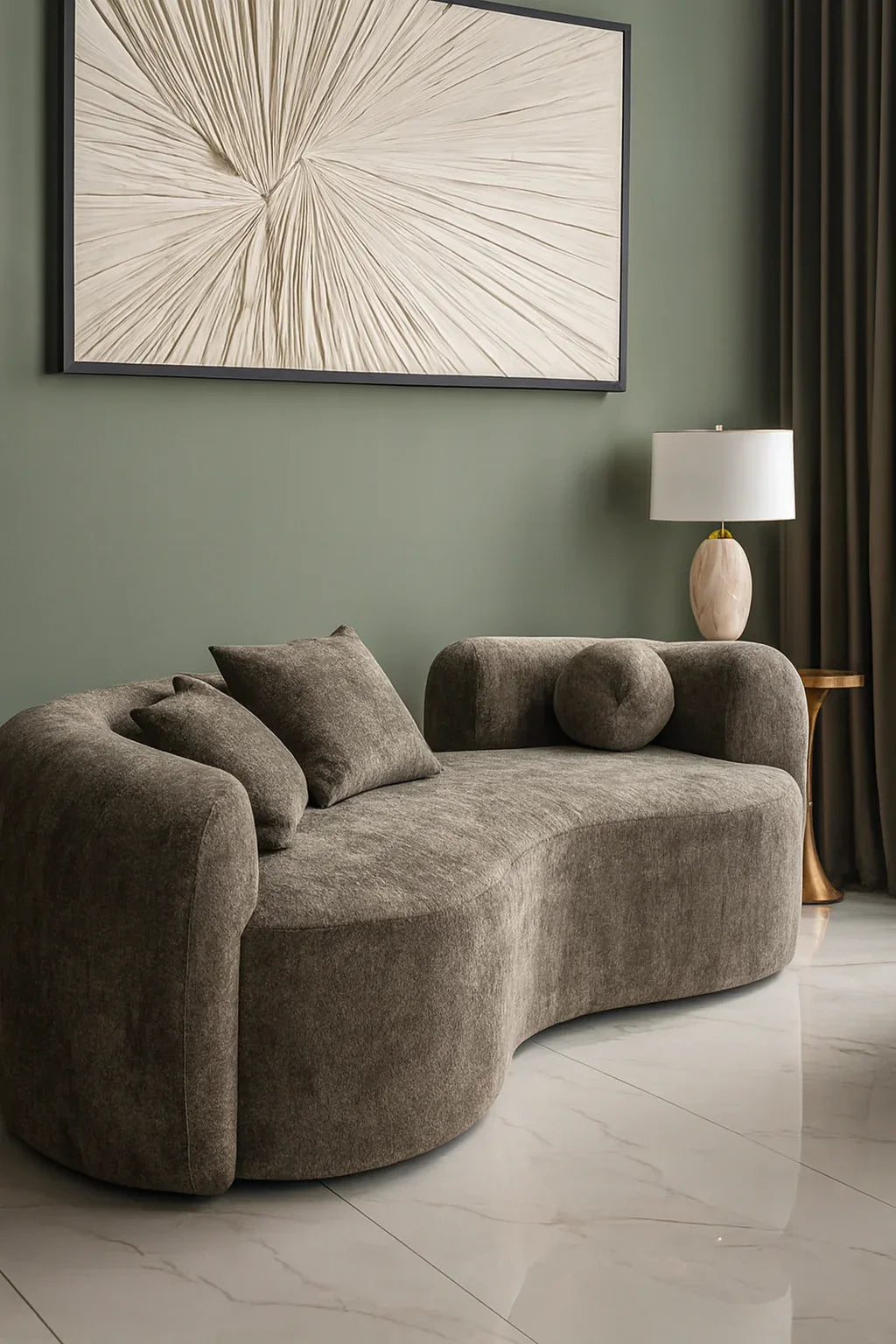 Grey Isle Boucle Curved Sofa 02 – 3 Seater in Pakistan(PK)