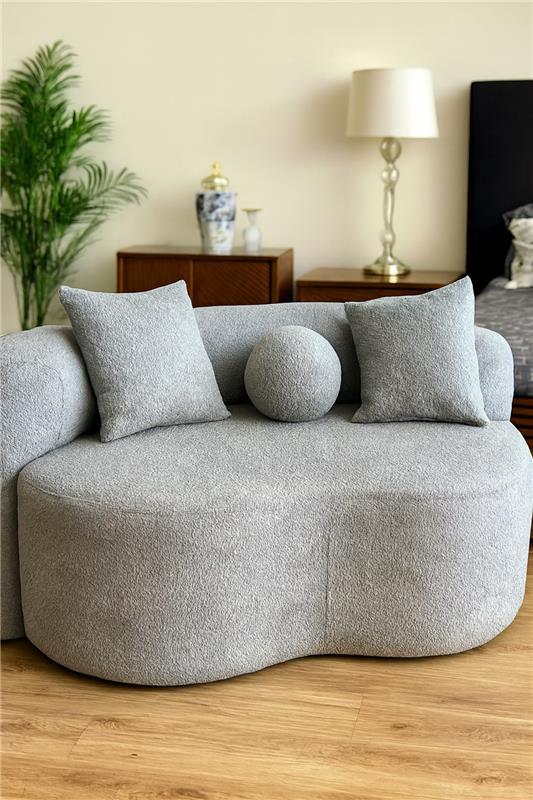 Grey Isle Boucle 3 Seater Sofa in Pakistan – Curved Comfort