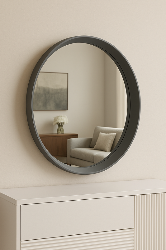 Grey Round Mirror in Pakistan – 27 Inch Waterproof Mirror