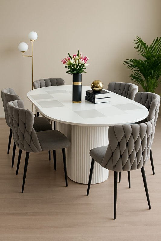 Grey Pearl Dining Table – 6 & 8 Seater Set Pakistan