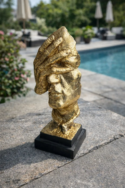 Hand Face Silent Man Gold Decor | Luxury Décor Pakistan