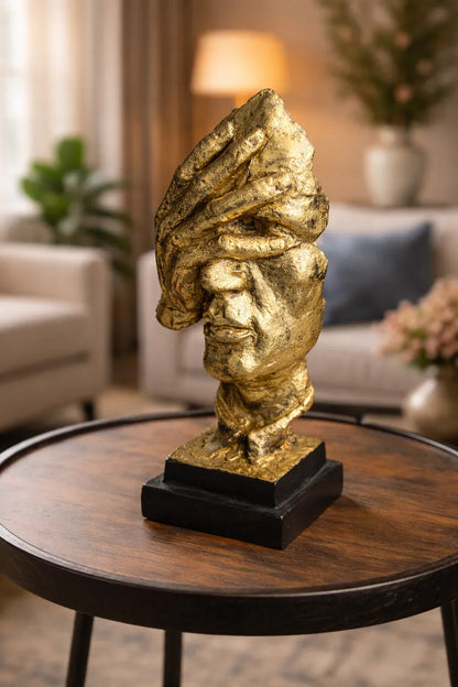Hand Face Silent Man Gold Decor | Luxury Décor Pakistan