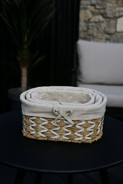 Hand Woven Rattan Storage Baskets – Set of 3 Imported