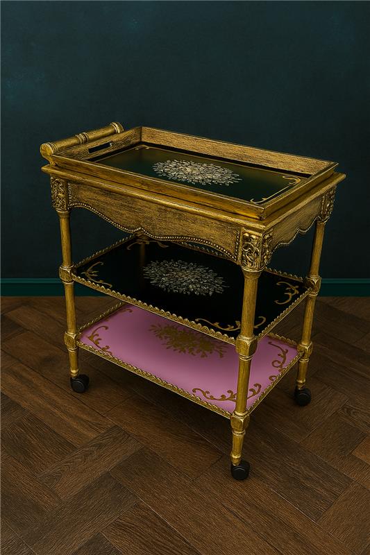 Hand Painted Trolley 02 in Pakistan – 3 Tier Tea Trolley