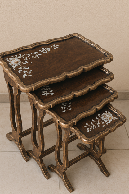 Harper Nesting Table Set of 4 in Pakistan – Glass Top Set