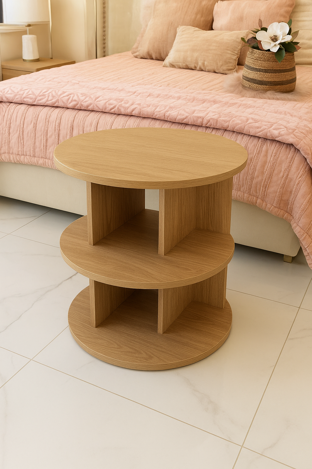 Henna Half Circle Side Table – Textured MDF