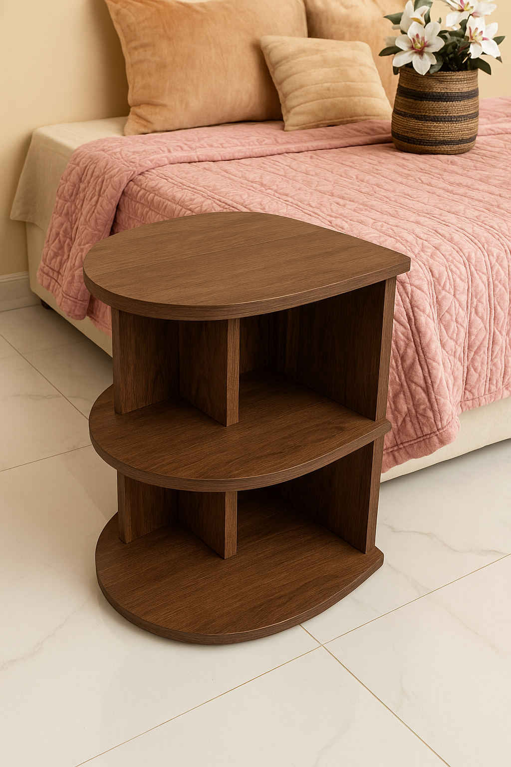 Henna Half Circle Side Table – Textured MDF