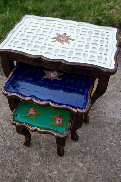 Hennesy Nesting Table Set of 3 in Pakistan – Glass Top