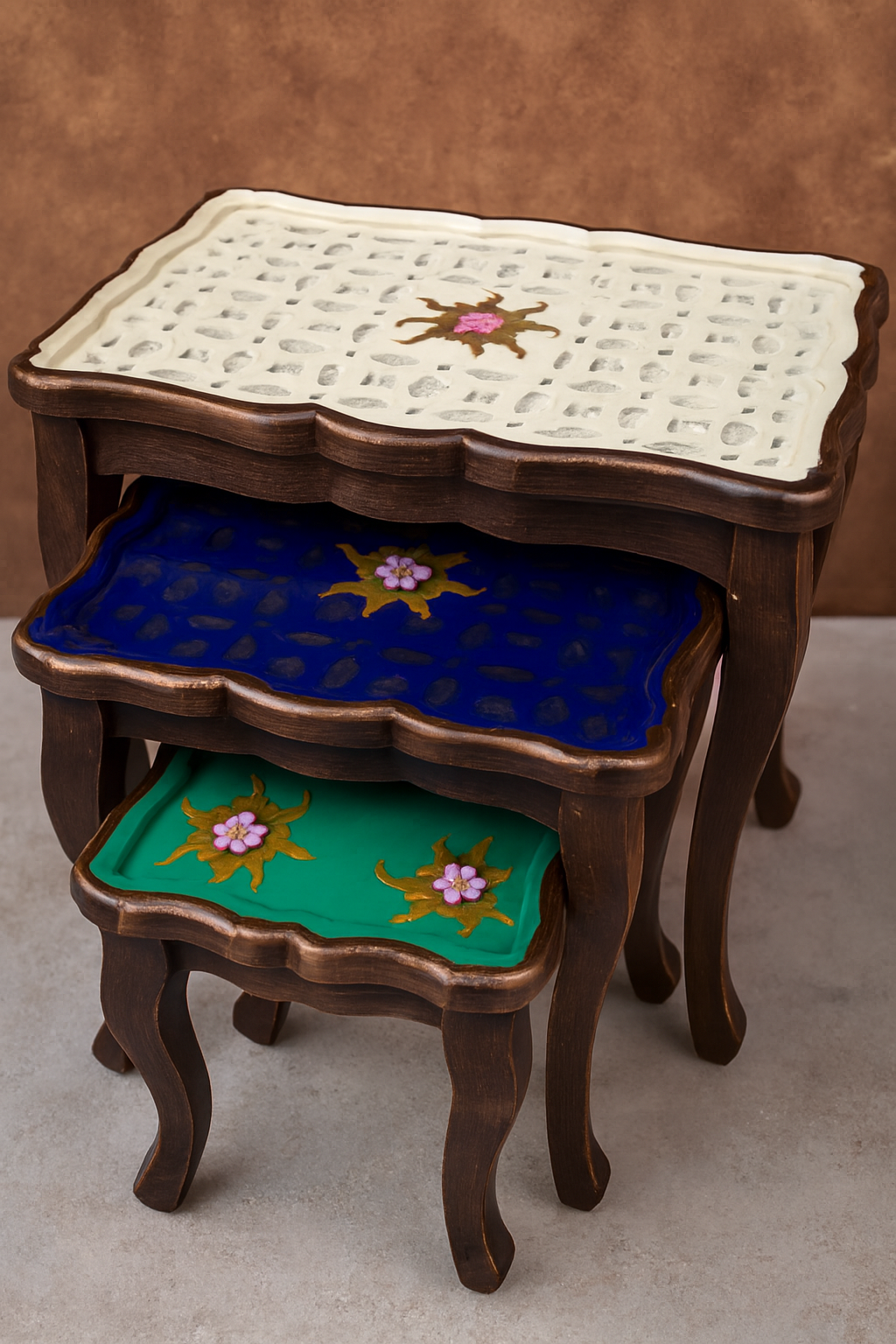 Hennesy Nesting Table Set of 3 in Pakistan – Glass Top
