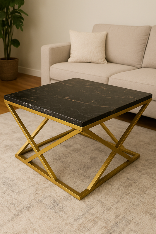Henry Coffee Table Black – Metal Frame & Gloss Top