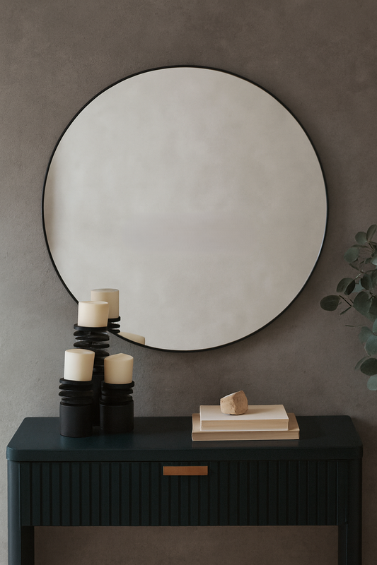 Hexel Round Mirror in Pakistan – Wooden Frame Wall Mirror