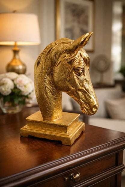 Horse Head Sculpture Gold in Pakistan – Luxury Decor