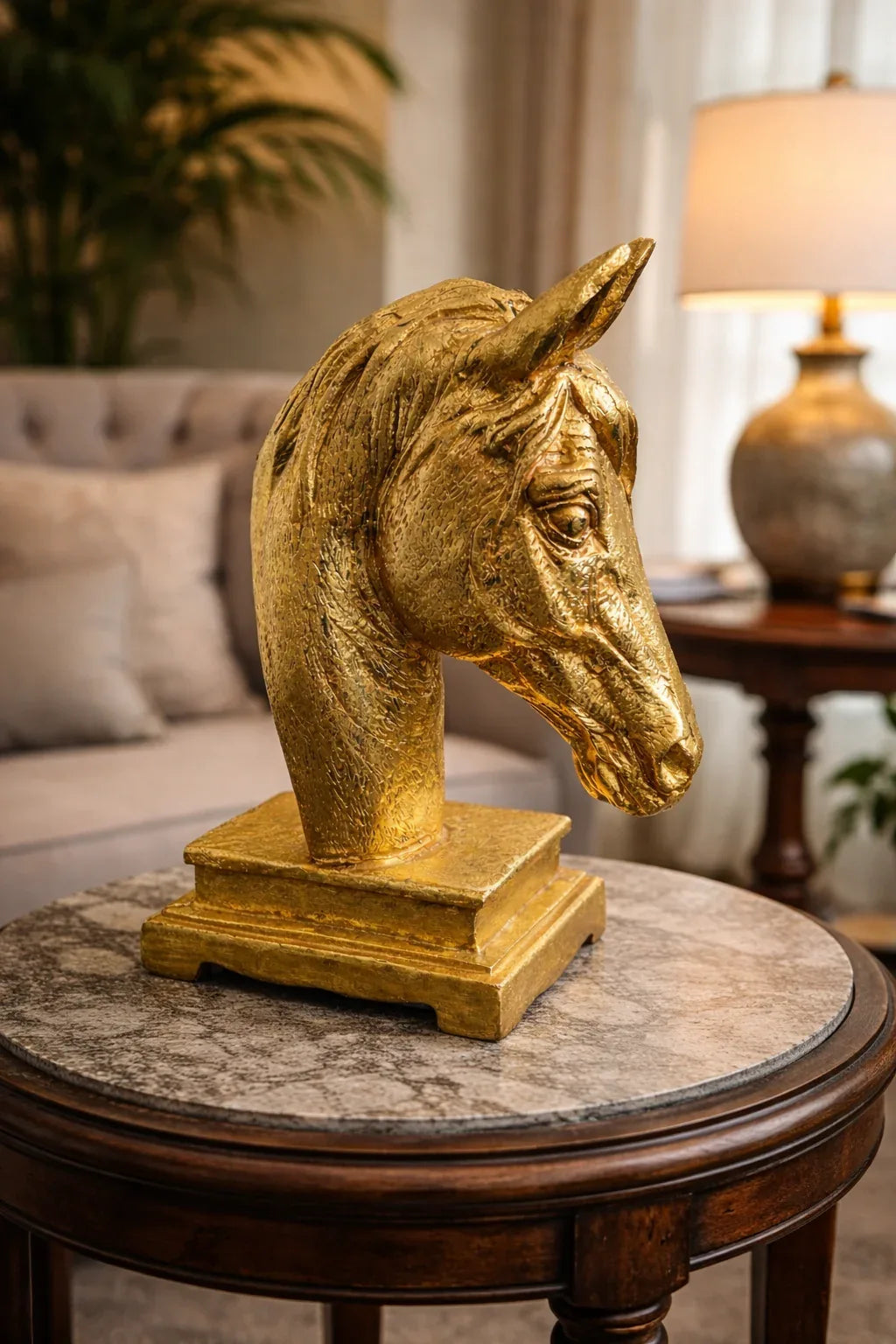 Horse Head Sculpture Gold in Pakistan – Luxury Decor