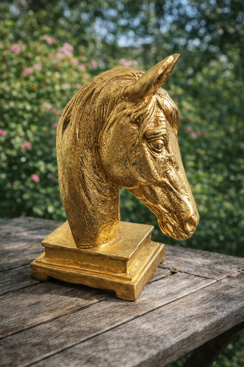 Horse Head Sculpture Antique Gold Resin Pakistan