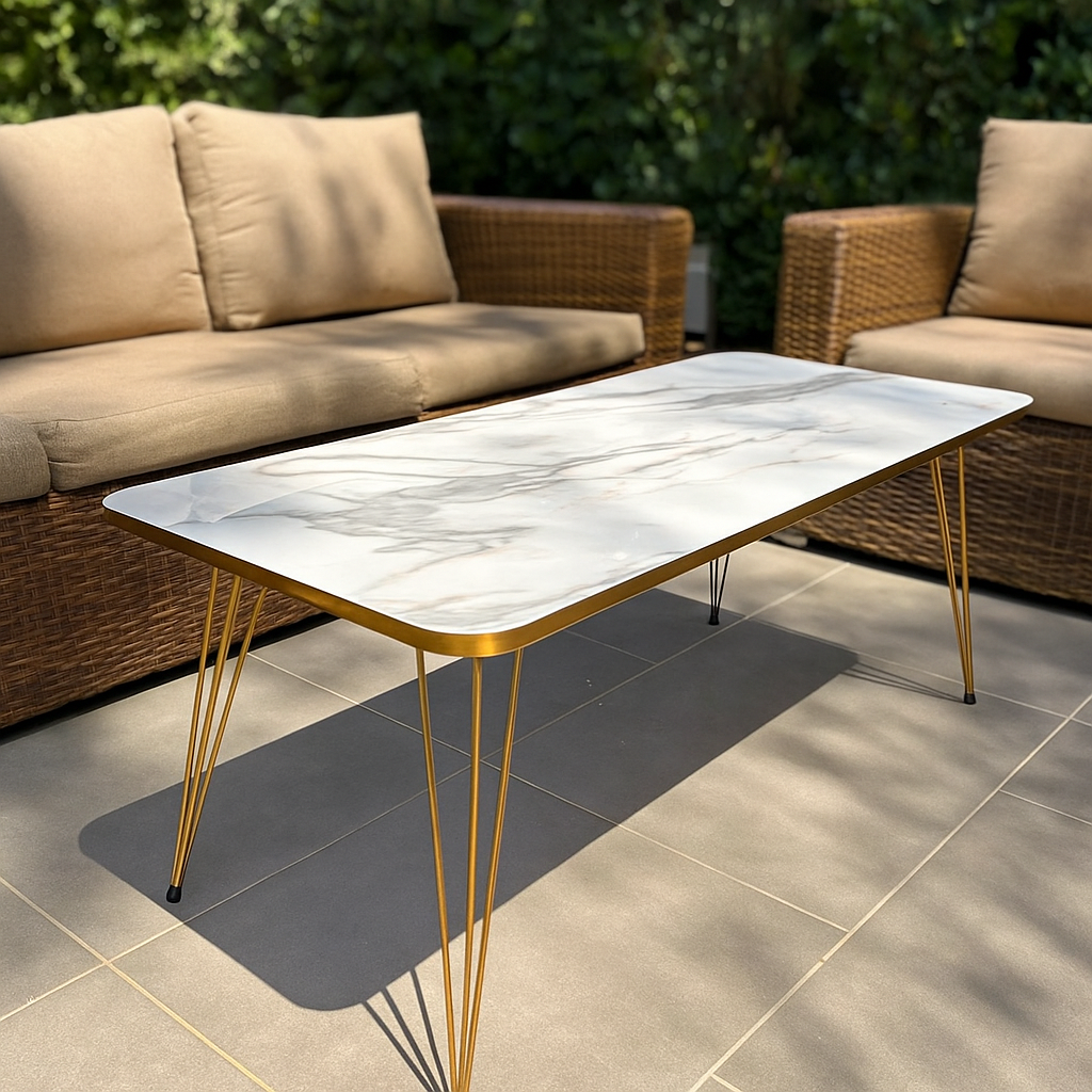 Iglo White Coffee Table – MDF Top & Sheesham Wood Base