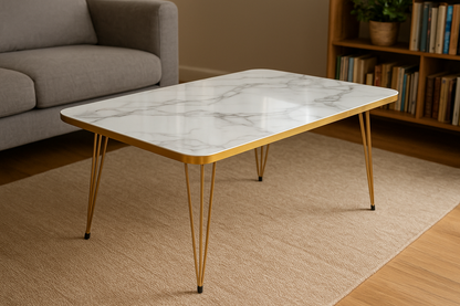 Iglo White Coffee Table – MDF Top & Sheesham Wood Base