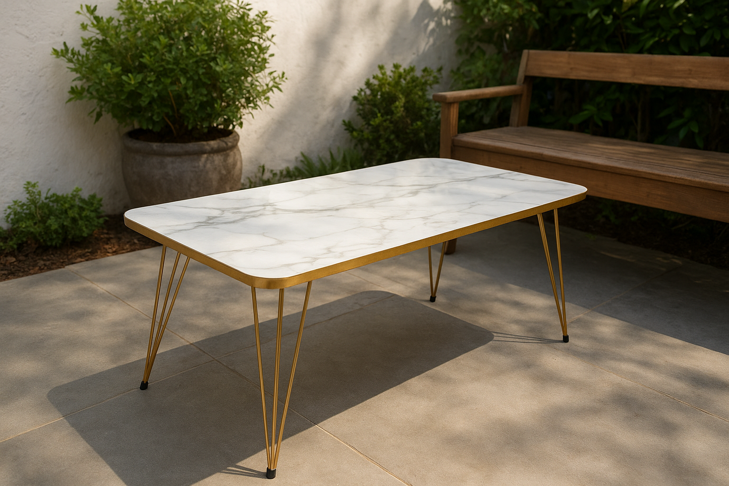 Iglo White Coffee Table – MDF Top & Sheesham Wood Base