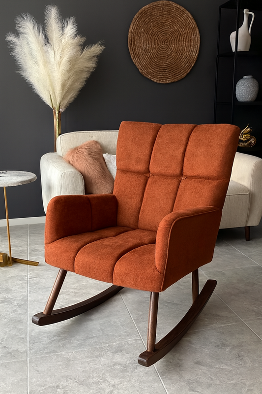 James Rocking Chair Rust Boucle | Beechwood Comfort Chair