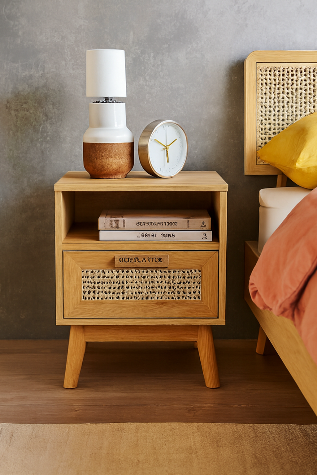 Java Bedside Table – 45×40×55 cm Modern MDF Design