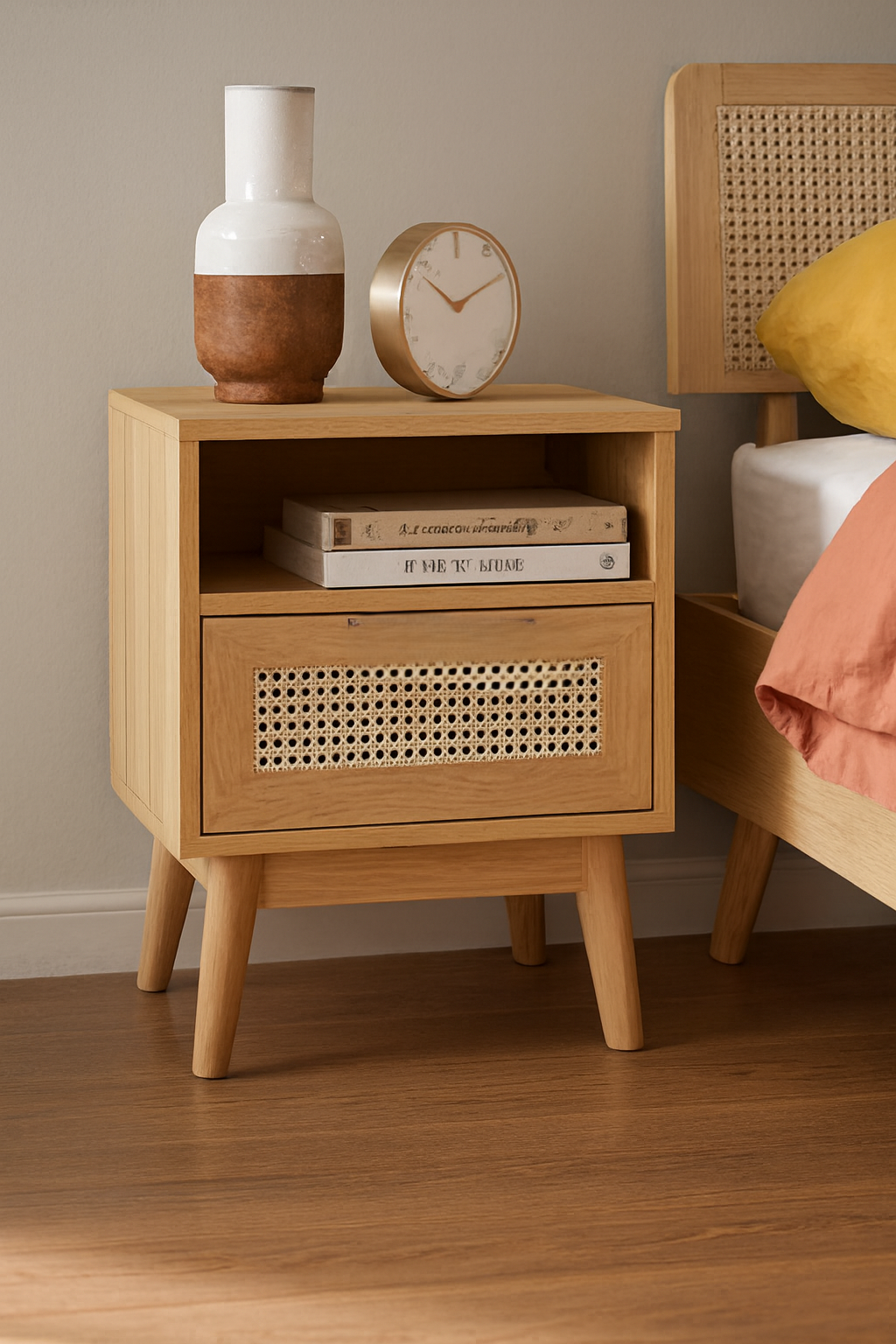 Java Bedside Table – 45×40×55 cm Modern MDF Design
