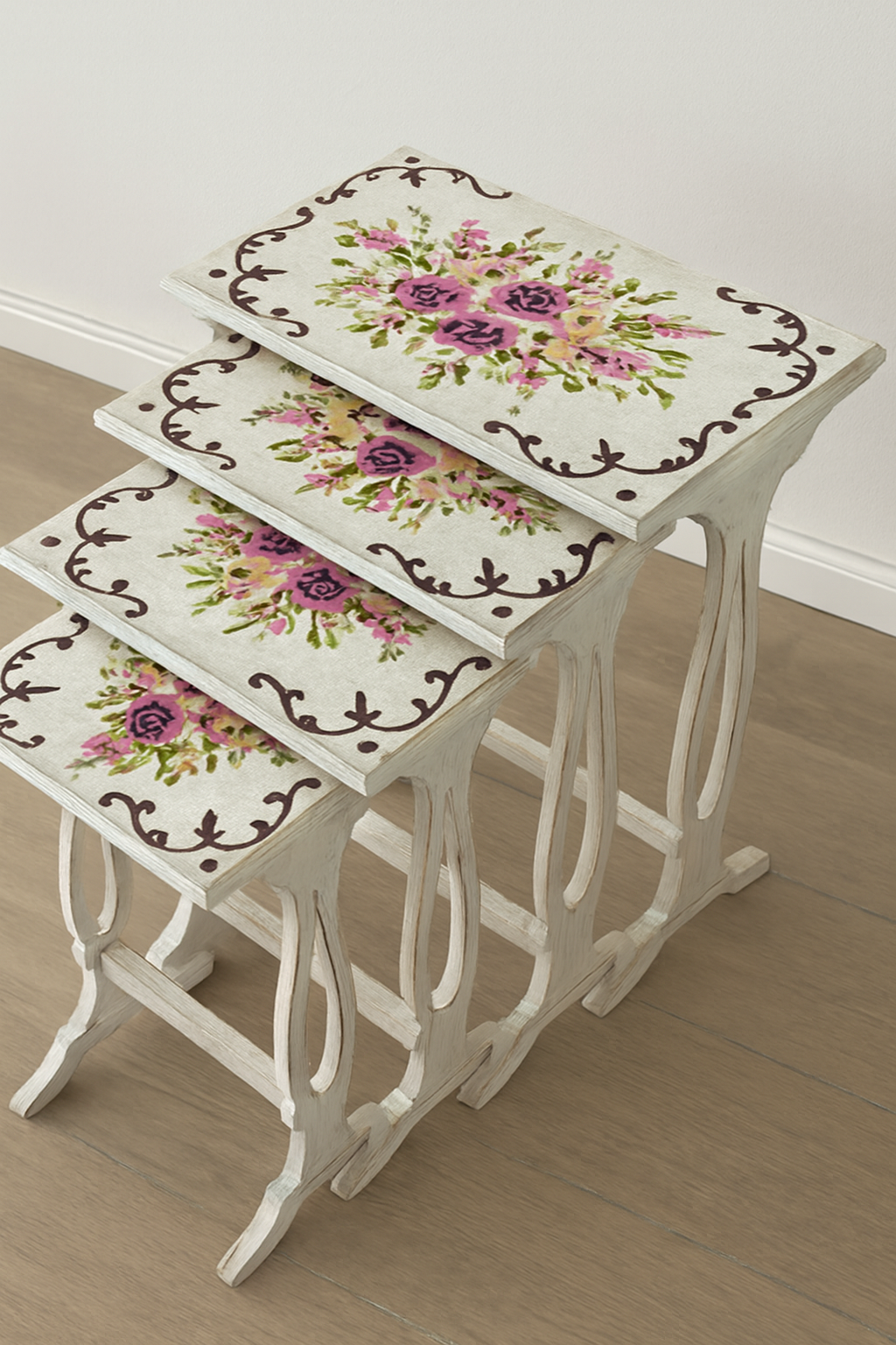 Joe Nesting Table Set of 4 in Pakistan – Hand Painted