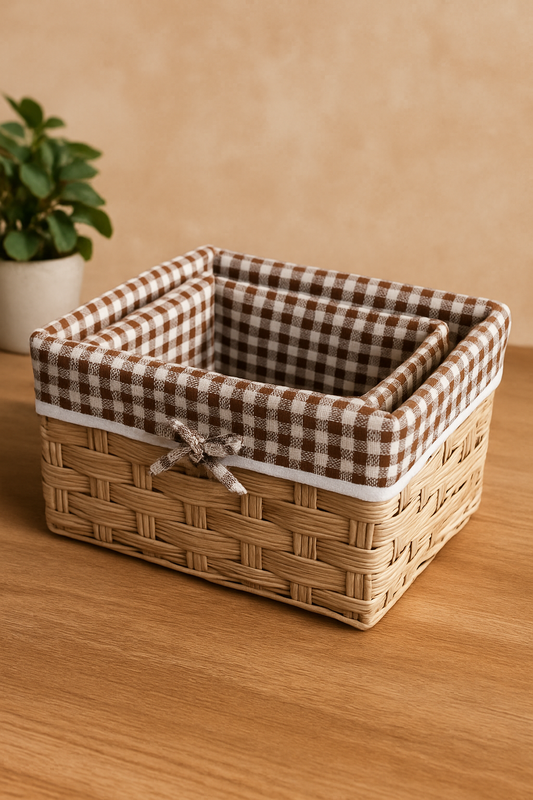 Jute Basket with Cloth Lining – Set of 3 Imported