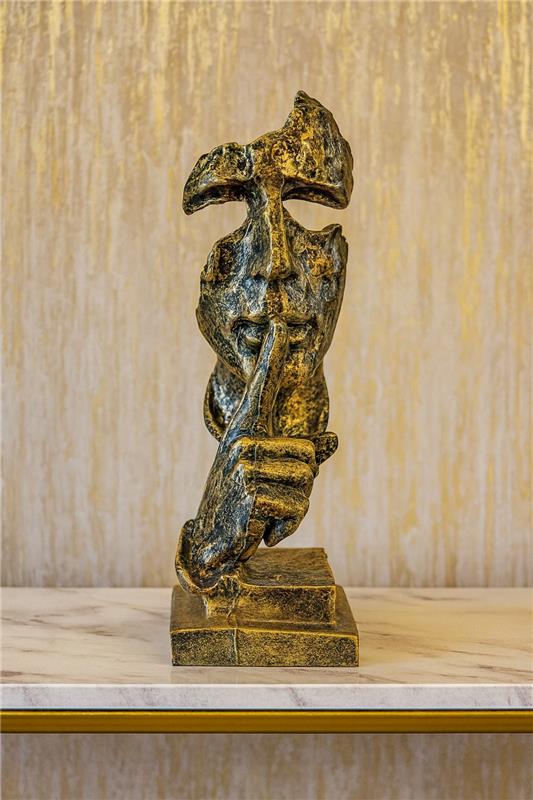 Keep Silence Gold Decor Statue | Premium Home Décor Pakistan