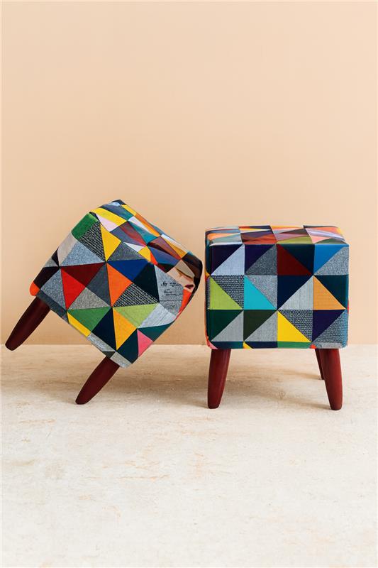 Kelvin Stool Multicolor | Premium Fabric Accent Stool