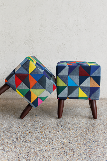 Kelvin Stool Multicolor | Premium Fabric Accent Stool